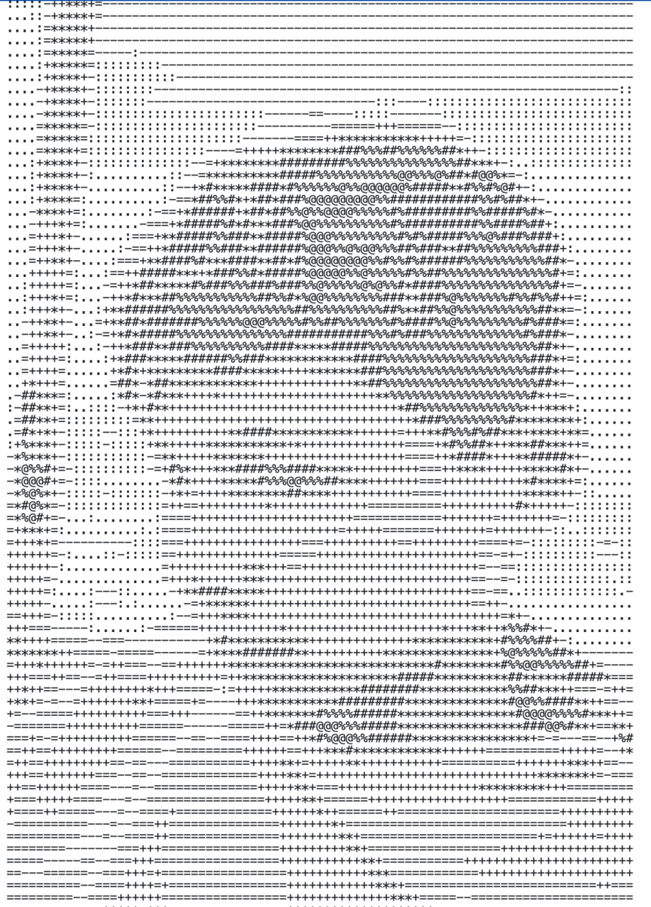 Boy's portrait converted to ASCII art characters