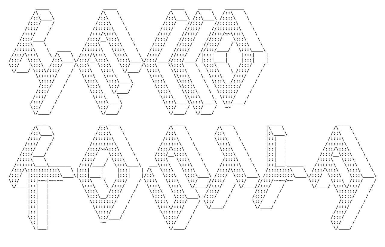 Family name written in ASCII art characters
