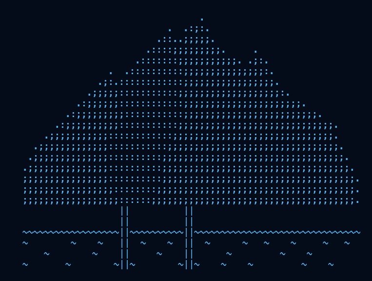 A tree landscape made from ASCII characters