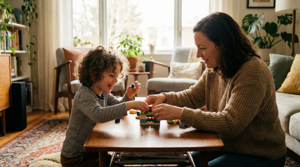 Parent and child building new patterns together