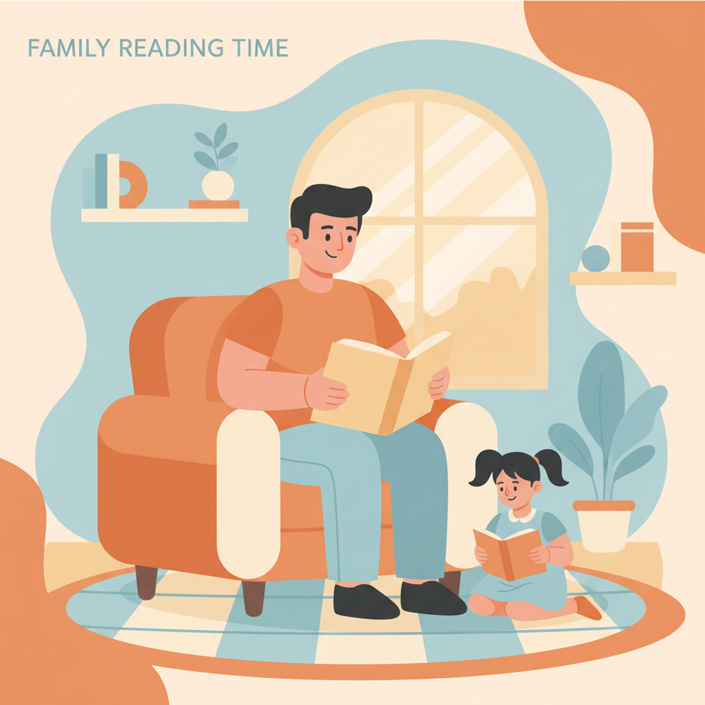 Father and daughter doing activities together