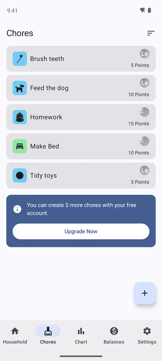 Chorsee: You can create 5 more chores with your free account